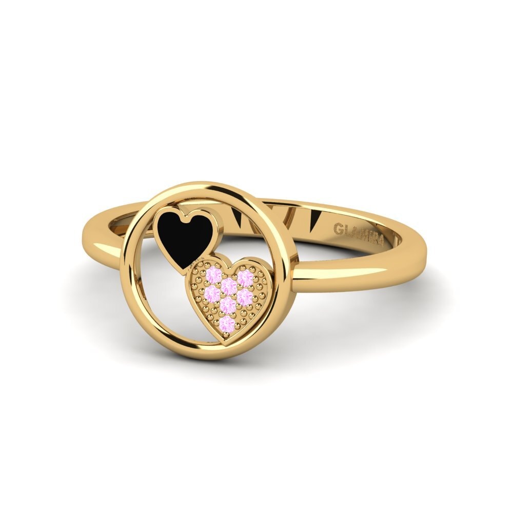 Bagues Or Jaune 14k Saphir Rose Cœur