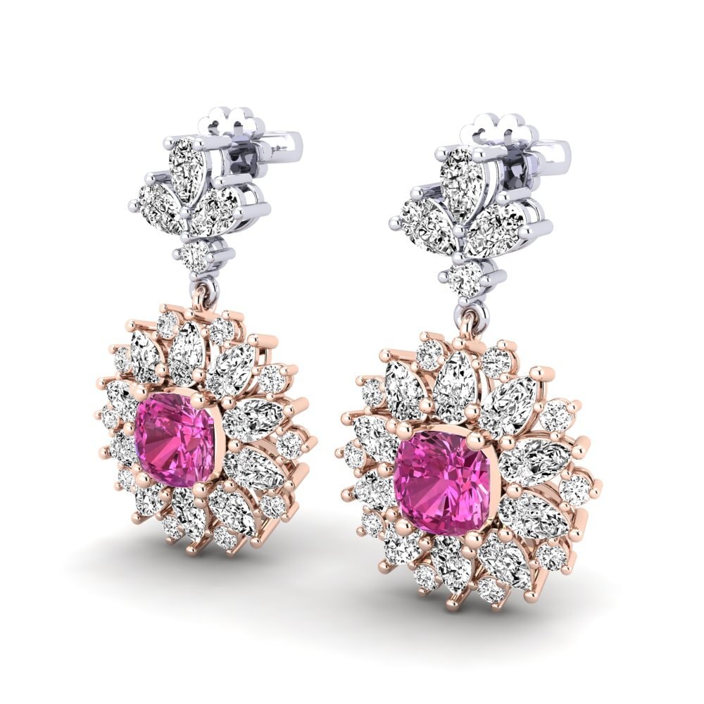 18k Oro Rosa & Blanco Topacio Rosa Pendiente de mujer Decarria