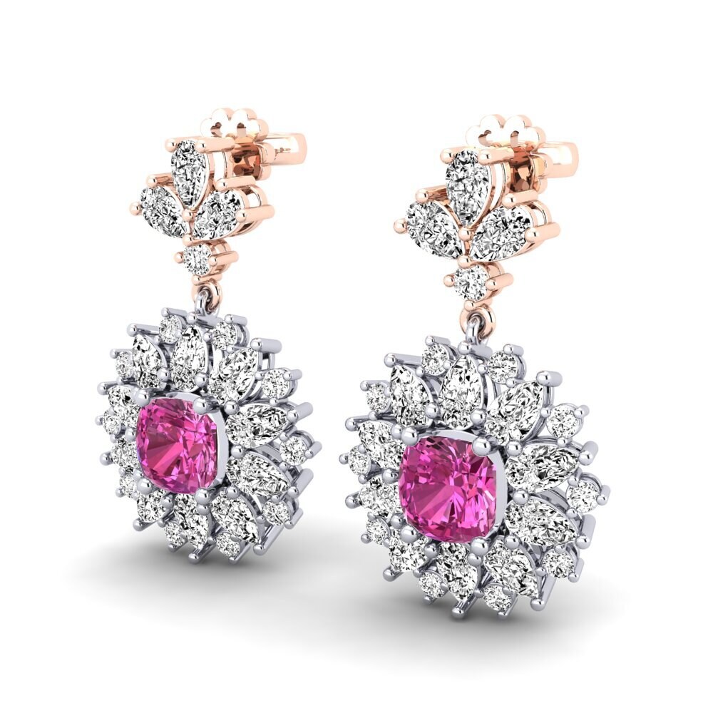 14k Oro Blanco & Rosa Topacio Rosa Pendiente de mujer Decarria