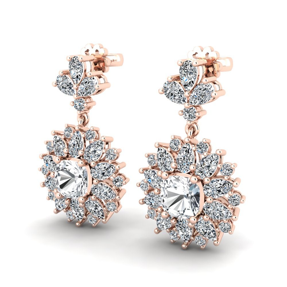 14k Oro Rosa Circón Blanco Pendiente de mujer Decarria