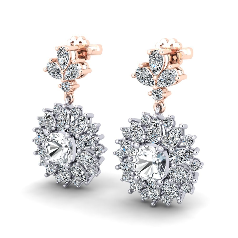 14ct White & Rose Gold White Zircon Women's Earring Decarria
