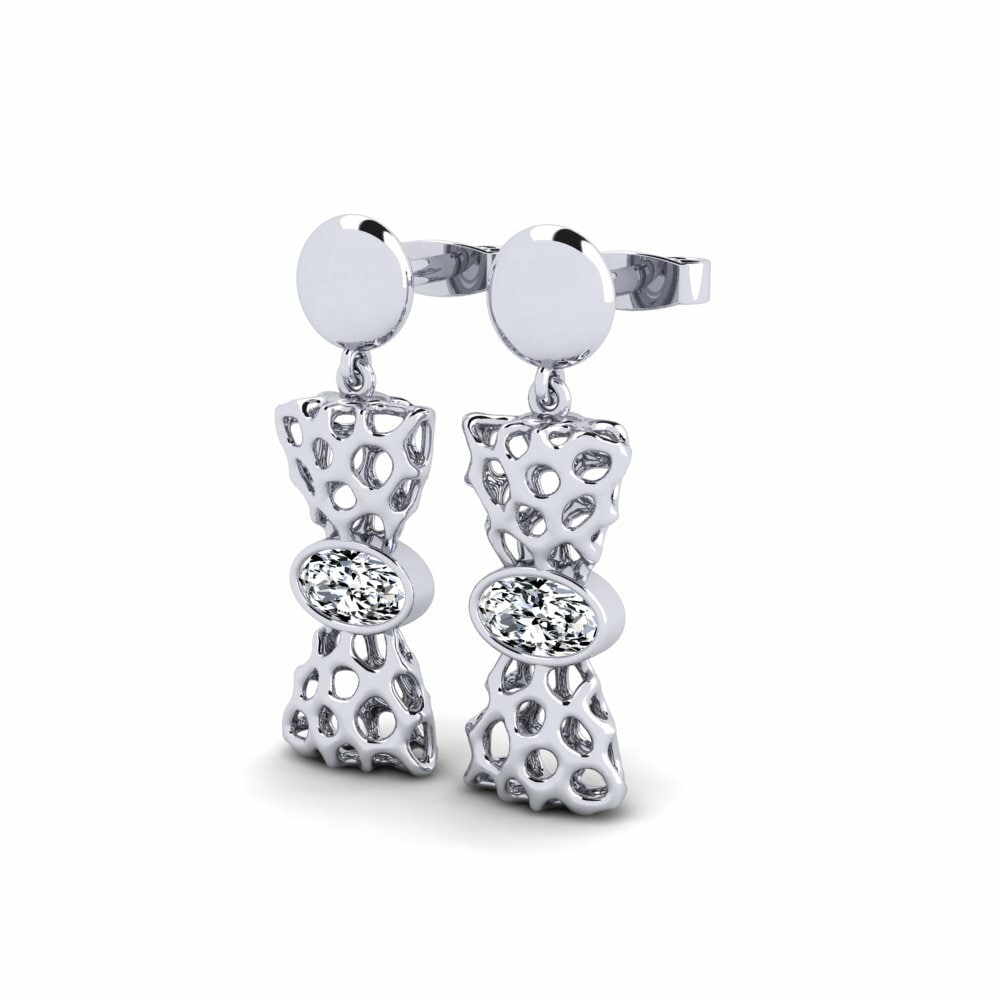 18k Oro Blanco Pendiente de mujer Dedal