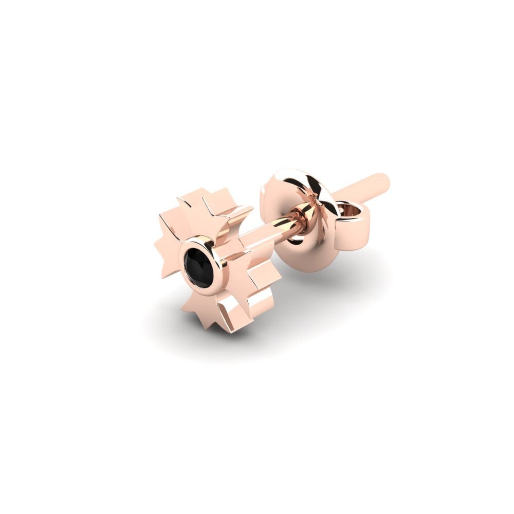 14ct Rose Gold Black Diamond Men's Earring Degria
