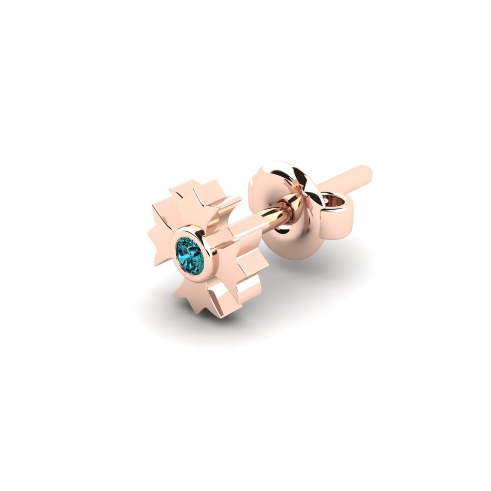 14ct Rose Gold Blue Diamond Men's Earring Degria