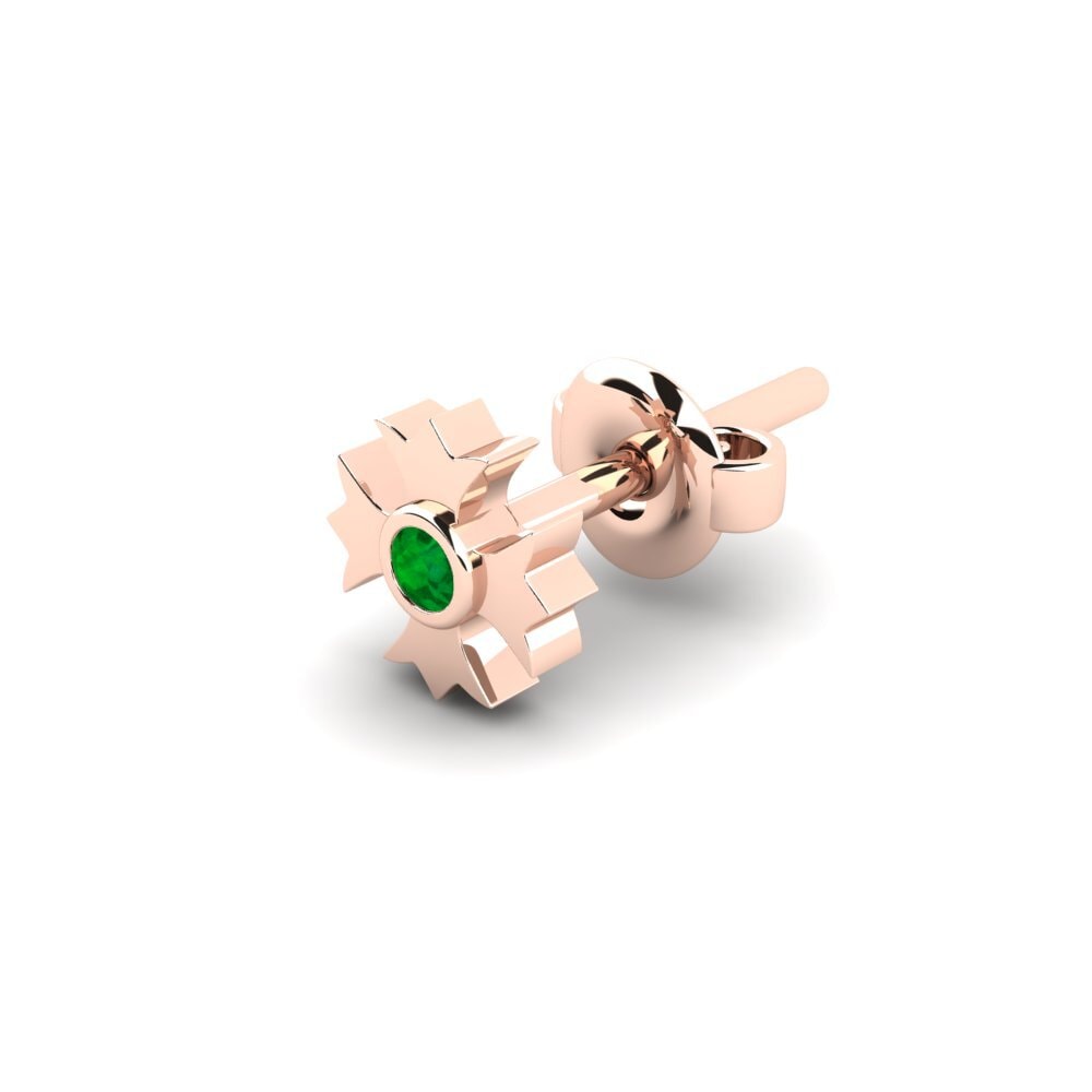 14ct Rose Gold Emerald Men's Earring Degria