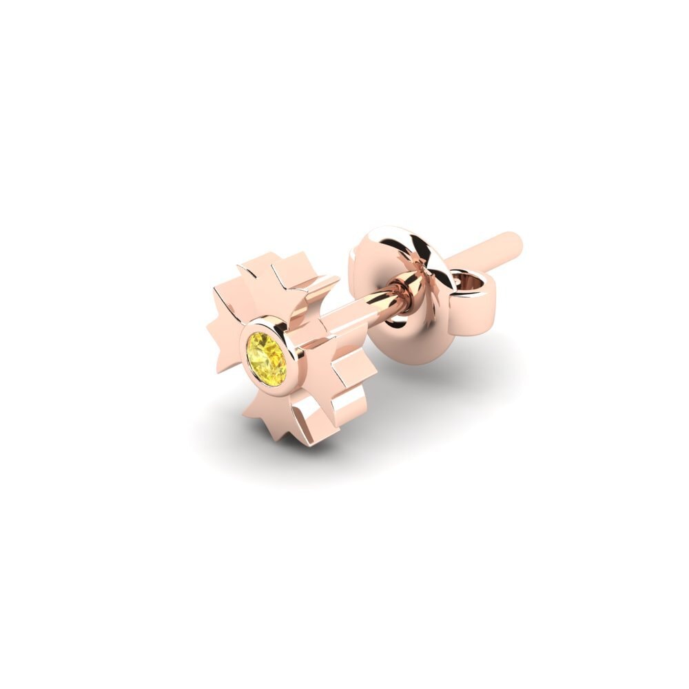 14ct Rose Gold Yellow Sapphire Men's Earring Degria