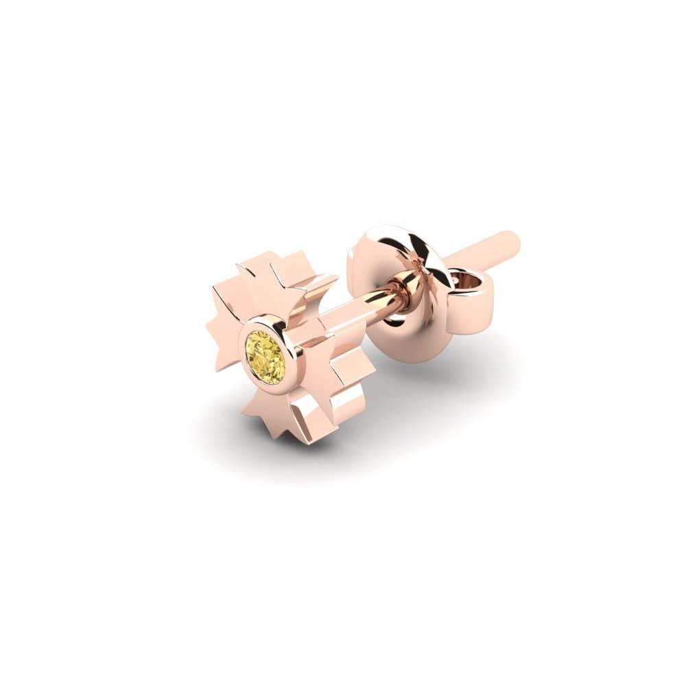 14ct Rose Gold Yellow Diamond Men's Earring Degria