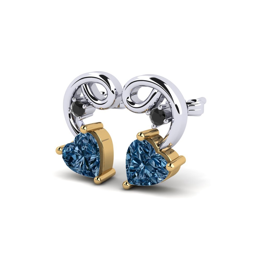 9ct White & Yellow Gold Blue Diamond Women's Earring Dehan