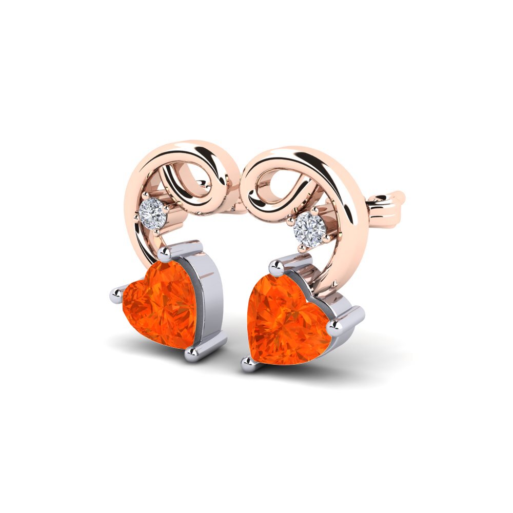 14ct Rose & White Gold Fire Opal Women's Earring Dehan