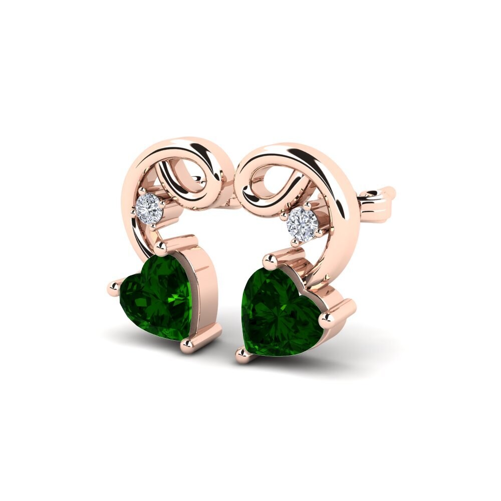 9ct Rose Gold Green Tourmaline Women's Earring Dehan
