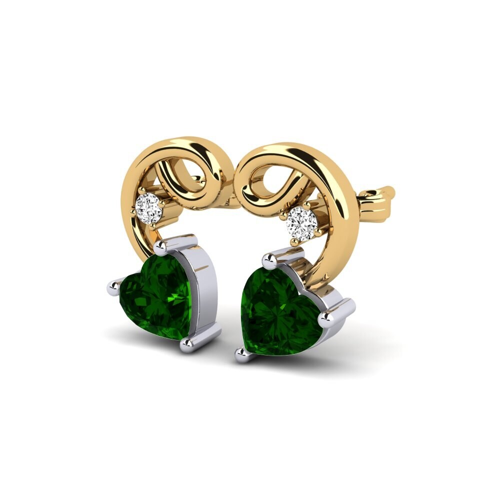 14k Oro Amarillo & Blanco Turmalina verde Pendiente de mujer Dehan