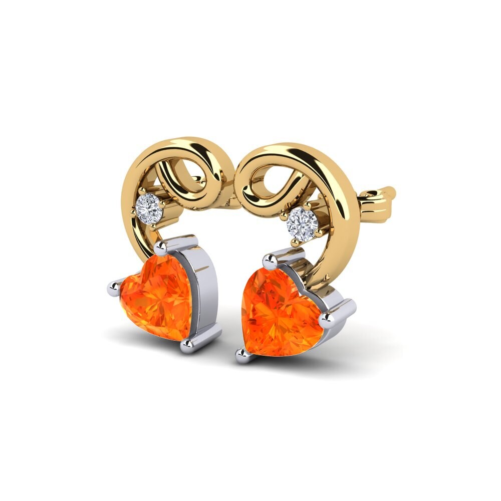 14K Yellow & White Gold Orange Sapphire Earring Dehan