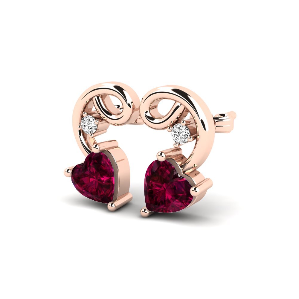 14k Oro Rosa Granate Rhodolite Pendiente de mujer Dehan