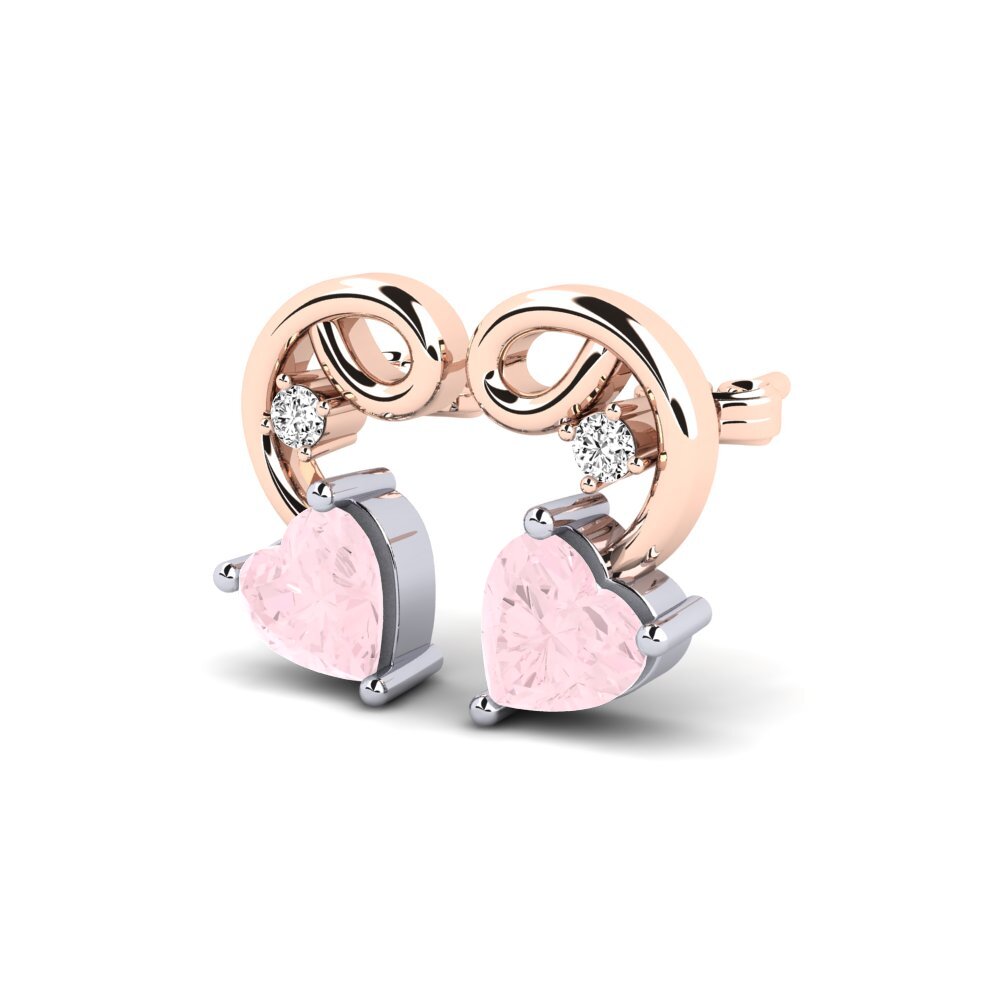 9k Oro Rosa & Blanco Cuarzo rosa Pendiente de mujer Dehan