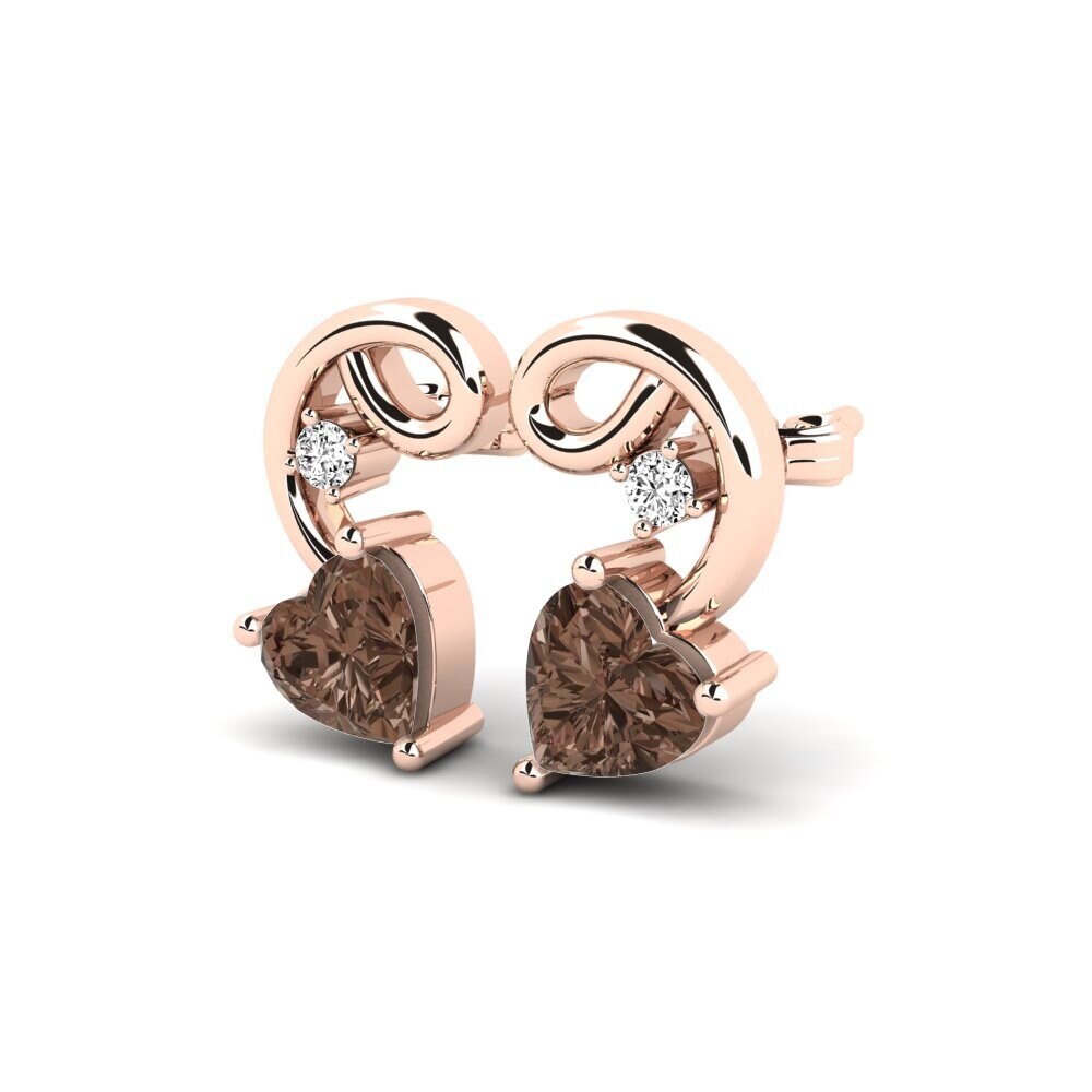 14k Oro Rosa Cuarzo humo Pendiente de mujer Dehan