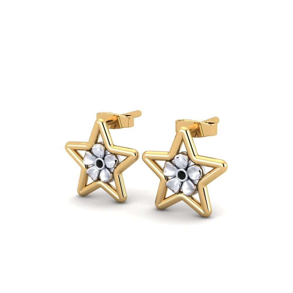 14k Oro Amarillo/Blanco Pendiente de mujer Dehisced