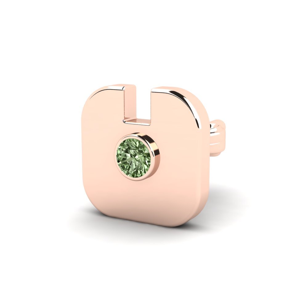 14ct Rose Gold Green Diamond Men's Earring Deino