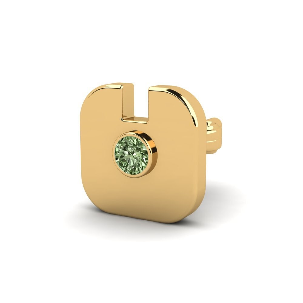 9ct Yellow Gold Green Diamond Men's Earring Deino
