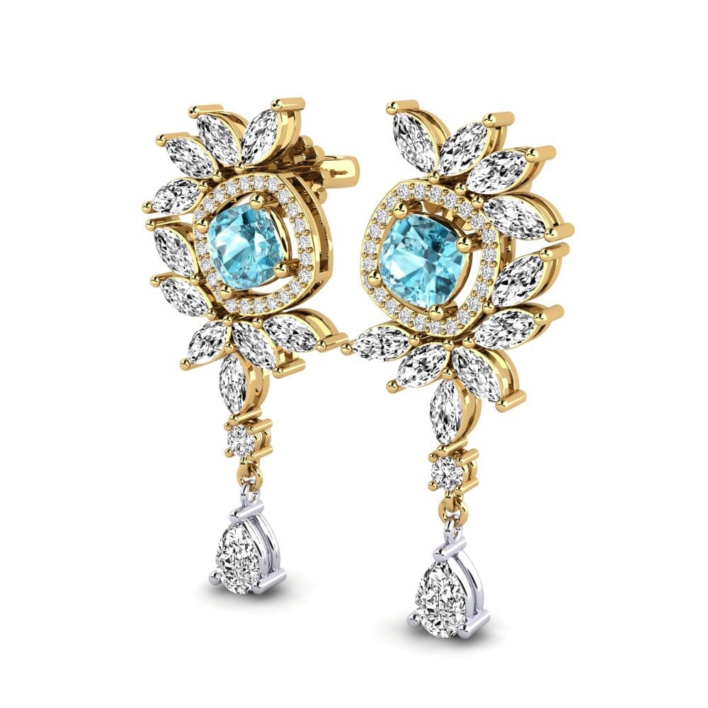 18ct Yellow & White Gold Blue Zircon Women's Earring Dekalia