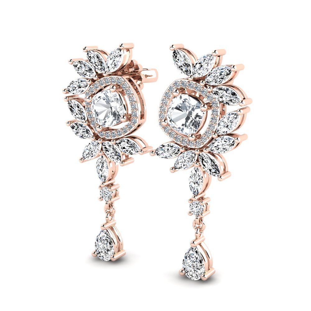 14k Oro Rosa Circón Blanco Pendiente de mujer Dekalia