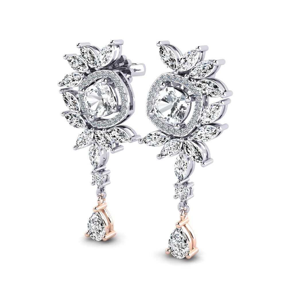 14ct White & Rose Gold White Zircon Women's Earring Dekalia