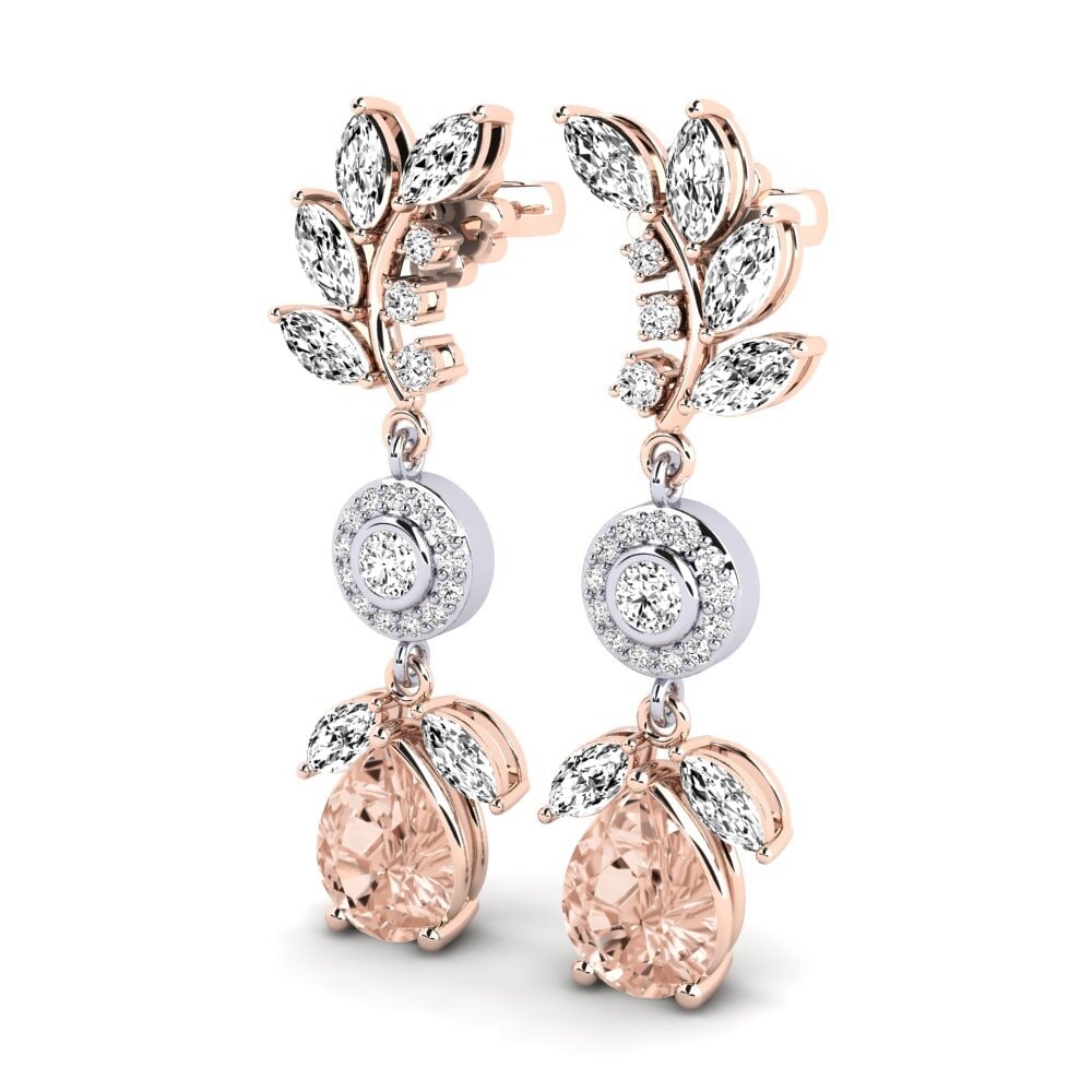 9k Oro Rosa & Blanco Morganita Pendiente de mujer Dekotta
