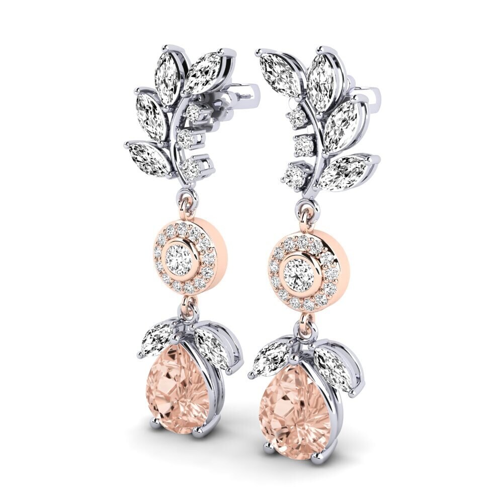 14ct White & Rose Gold Morganite Women's Earring Dekotta