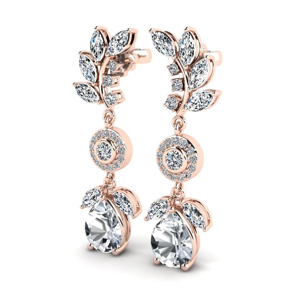14k Oro Rosa Circón Blanco Pendiente de mujer Dekotta