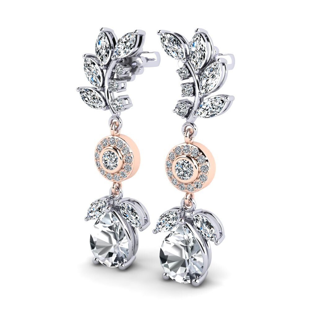 14ct White & Rose Gold White Zircon Women's Earring Dekotta