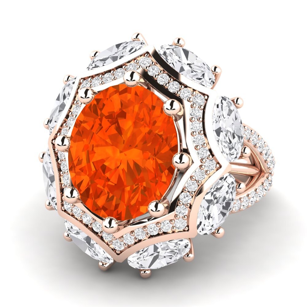 9k Rose Gold Fire-Opal Engagement Ring Delfia