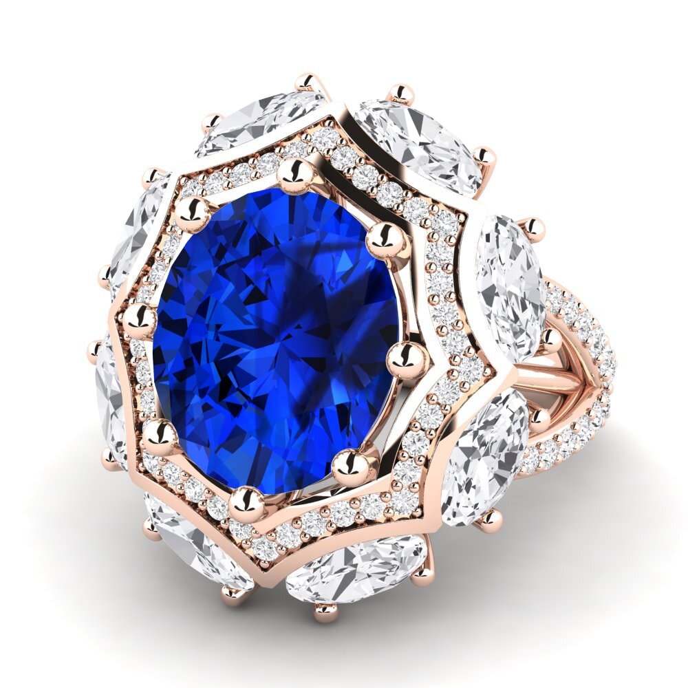 9k Rose Gold Sapphire (Lab Created) Engagement Ring Delfia