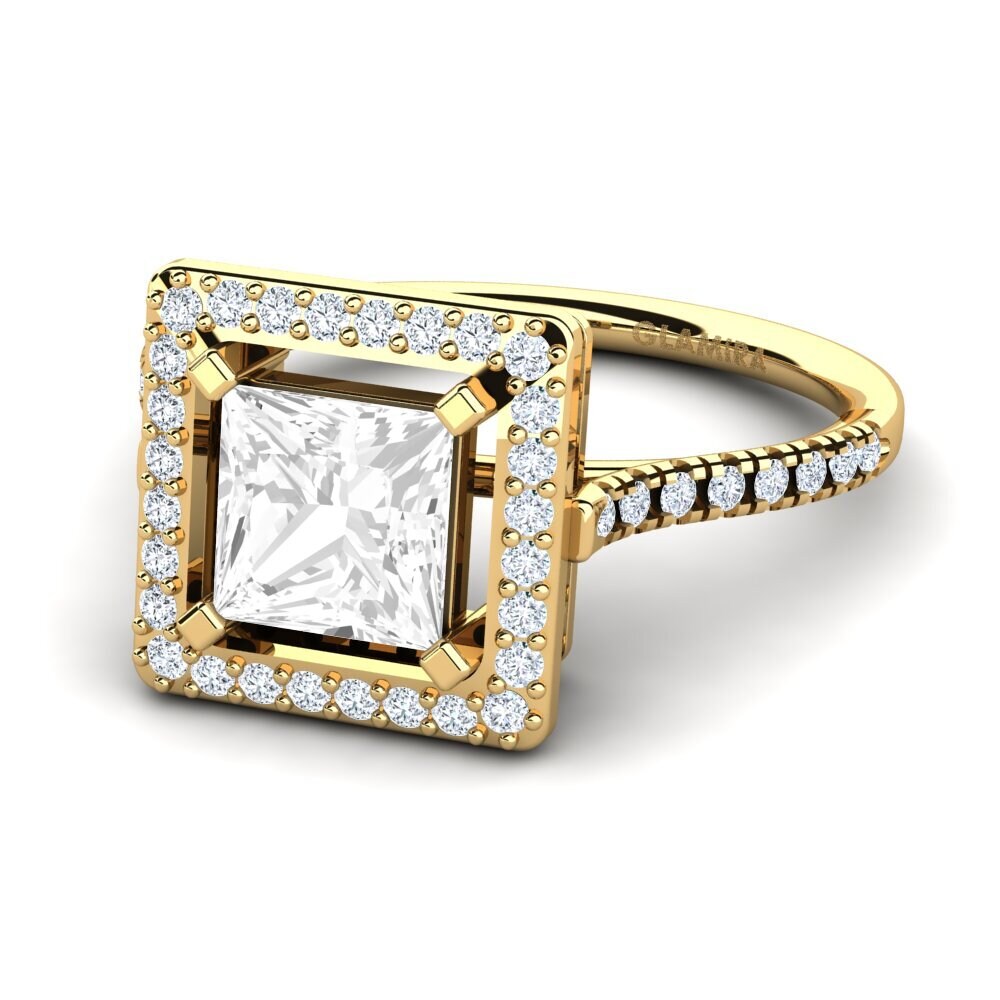 9k Oro Amarillo Topacio blanco Anillo de compromiso Delonne