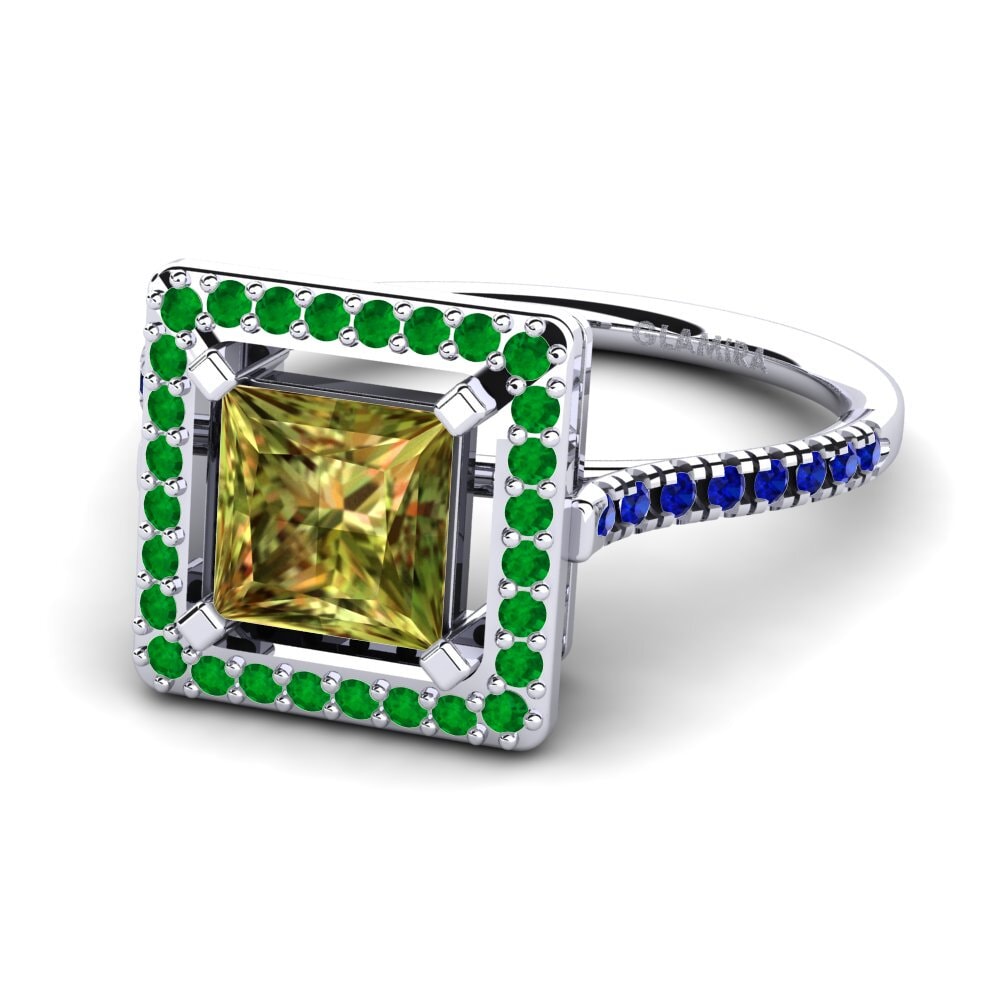 18ct White Gold Sultan Stone Engagement Ring Delonne