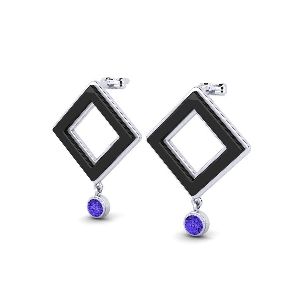 Platino 950 Tanzanita Pendiente de mujer Deltoro