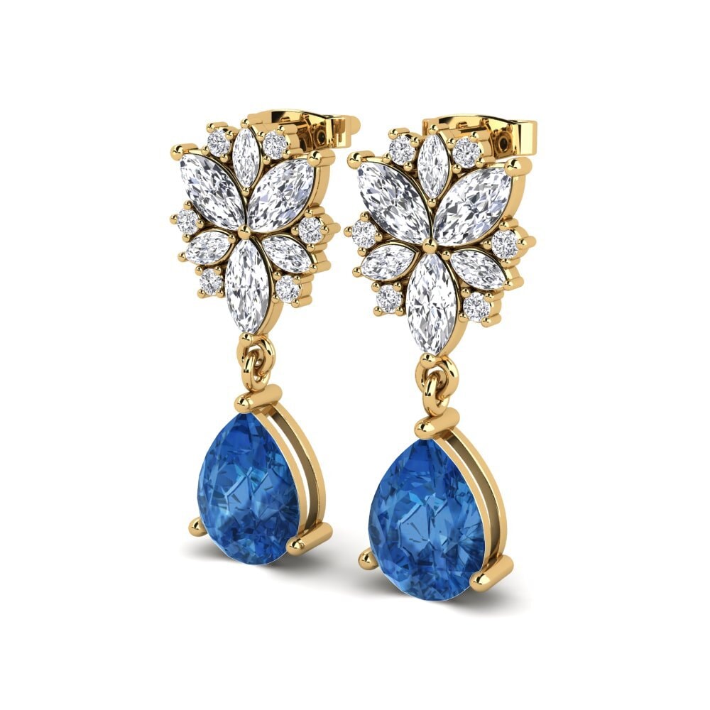 Zircônia azul escuro Brincos Feminino Demarcus