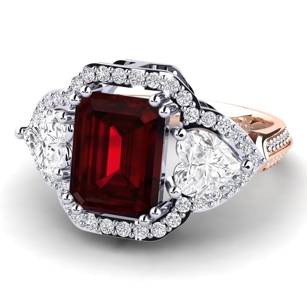14k White & Rose Gold Garnet Engagement Ring Demaura