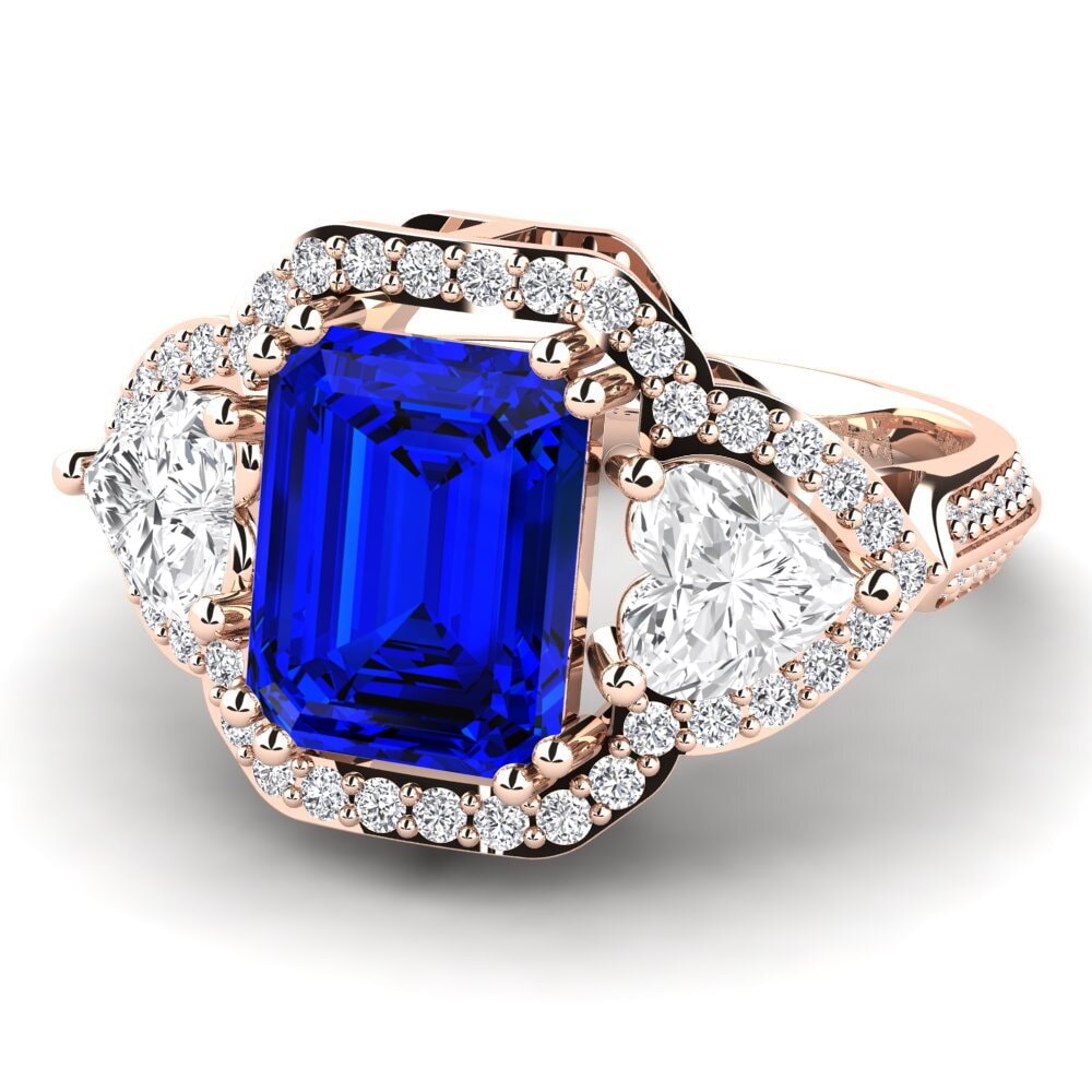 9k Rose Gold Sapphire (Lab Created) Engagement Ring Demaura