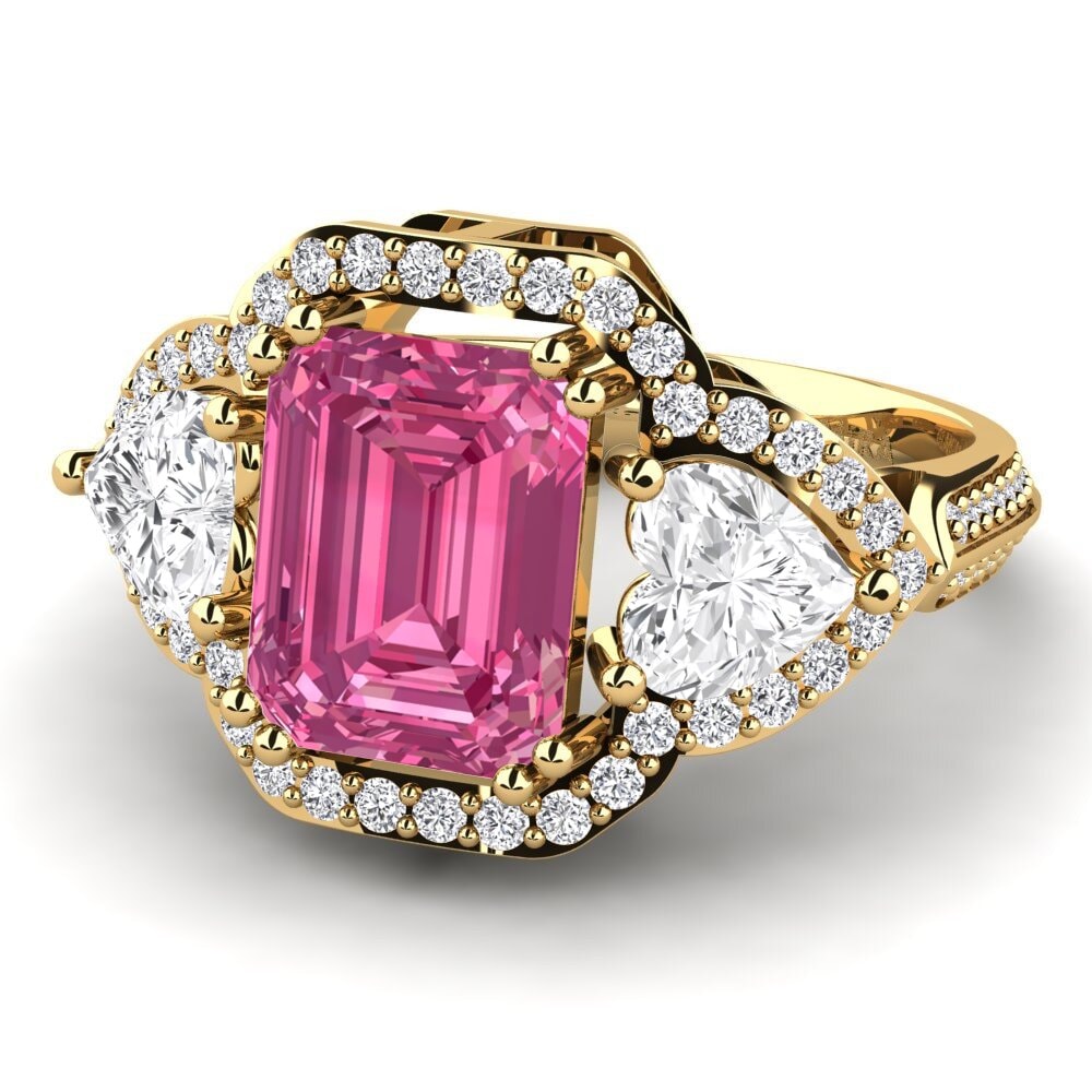 14k Oro Amarillo Anillo de compromiso Demaura