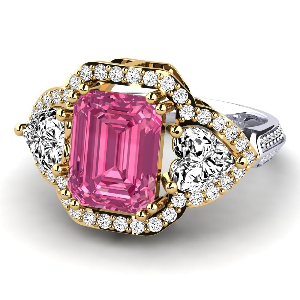14ct Yellow / White Gold Pink Tourmaline Engagement Ring Demaura