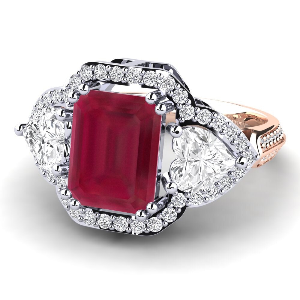 14k White & Rose Gold Ruby Engagement Ring Demaura