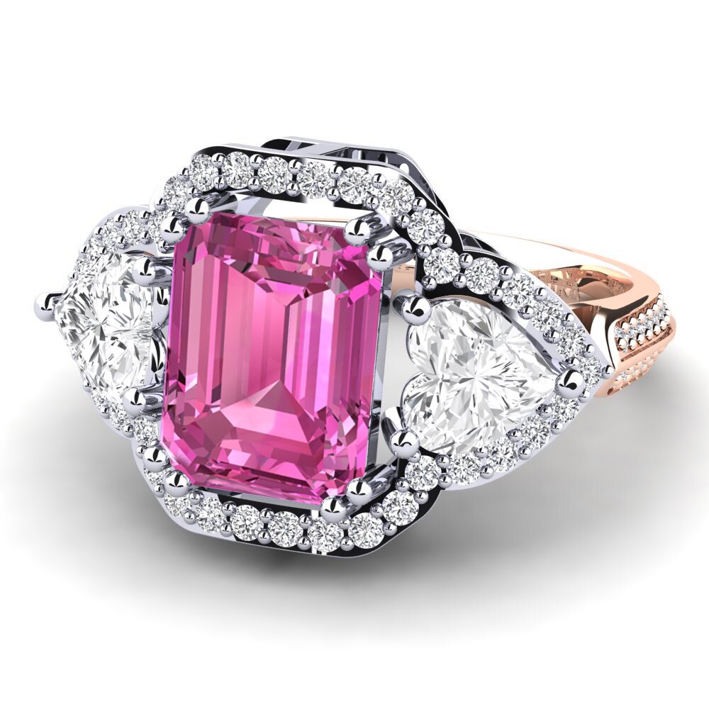 14k White & Rose Gold Pink Topaz Engagement Ring Demaura