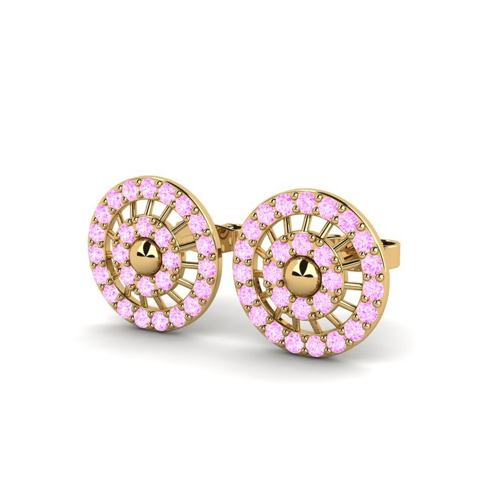 14k Oro Amarillo Zafiro Rosado Pendiente de mujer Demelza