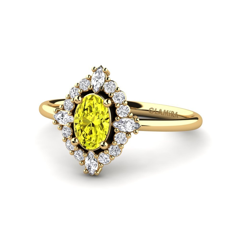 Diamante Amarelo Anel de Noivado Demnok