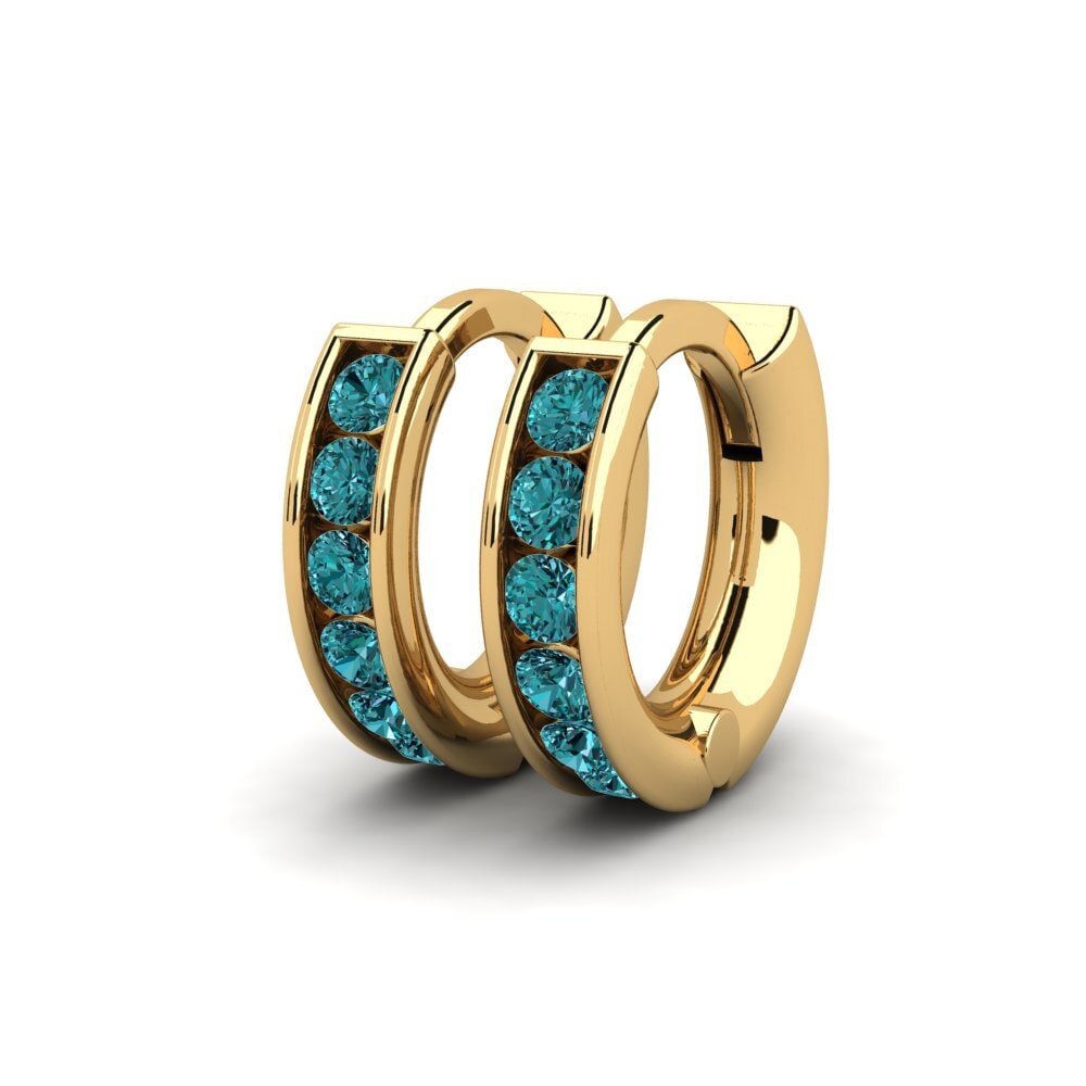 Oro Giallo 750 Diamante Blu Orecchino da donna Denault