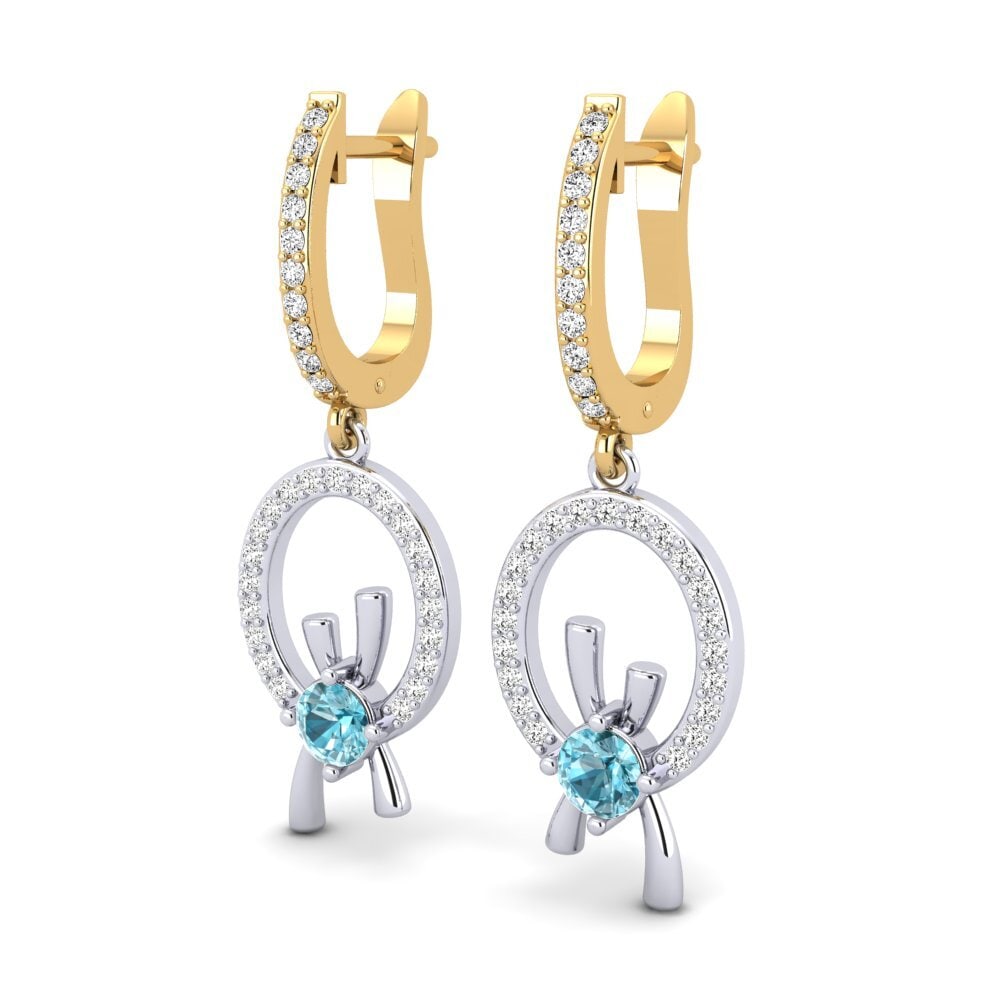 18ct Yellow & White Gold Blue Zircon Women's Earring Deneb