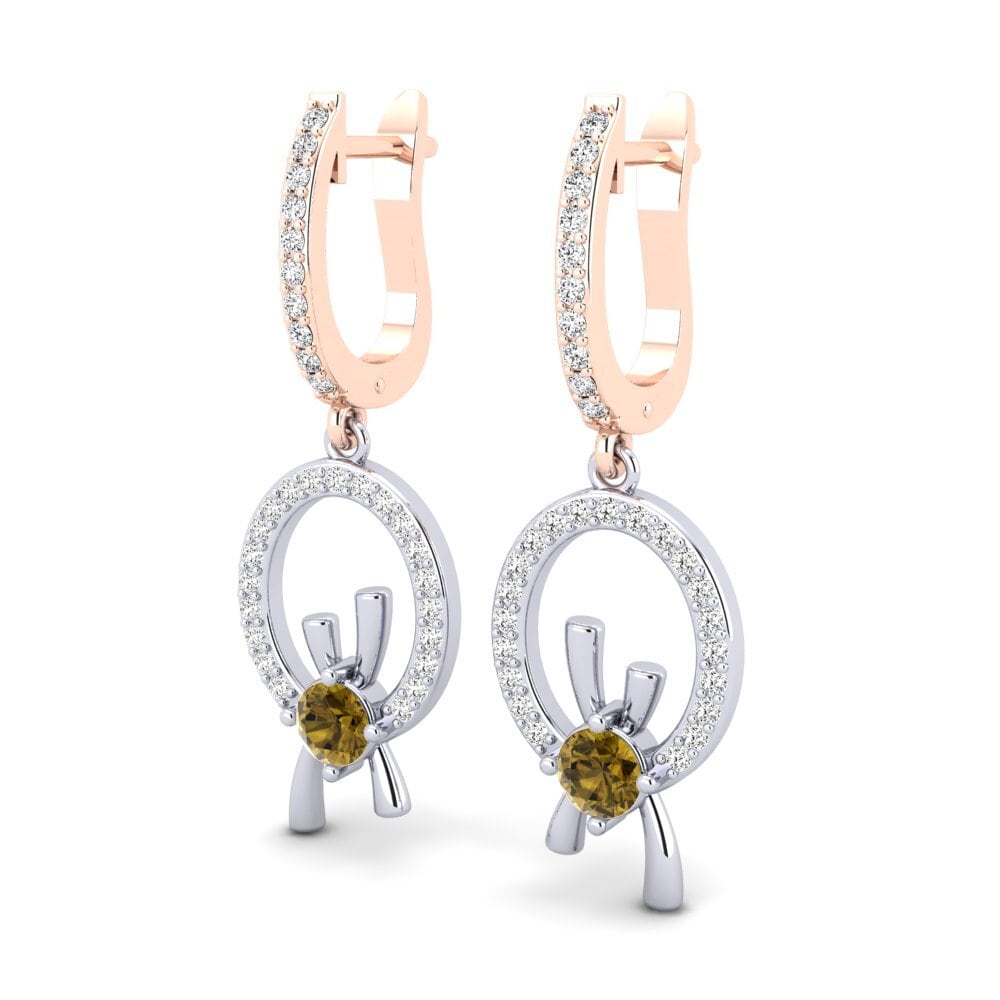 Vermelho & Branco-9K Zircão Castanha Brincos Feminino Deneb