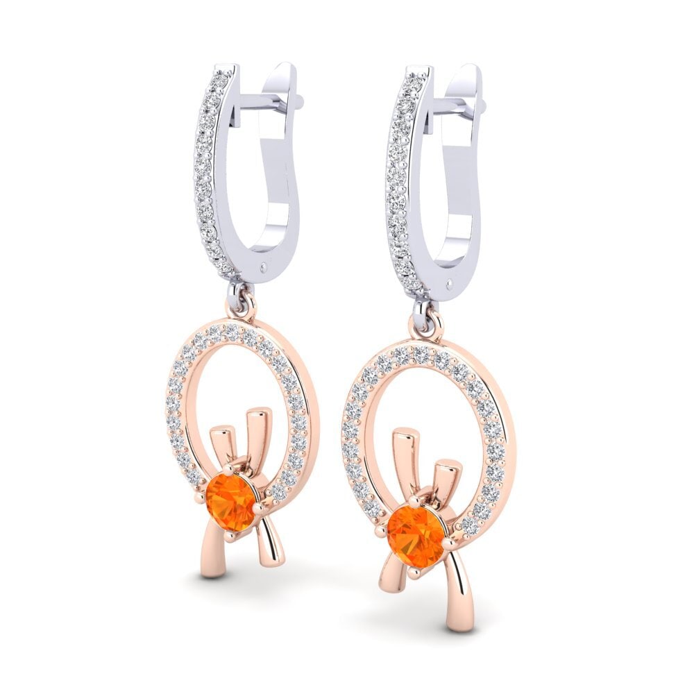 9K White & Rose Gold Orange Sapphire Earring Deneb
