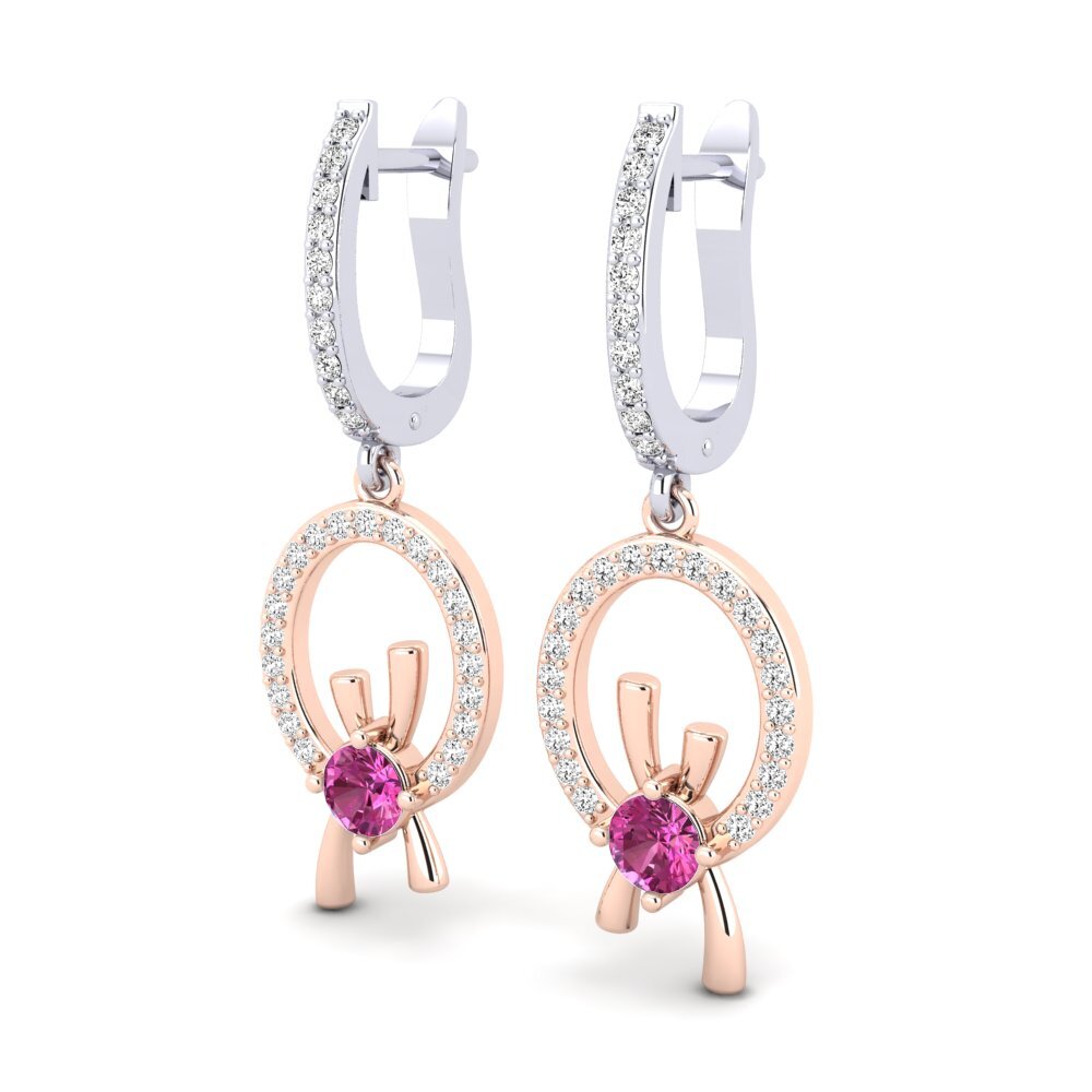 14k Oro Blanco & Rosa Topacio Rosa Pendiente de mujer Deneb