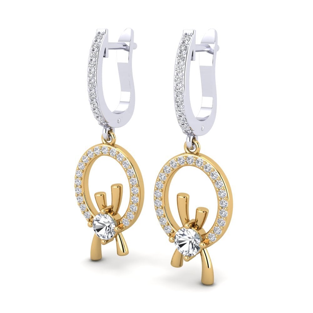 14ct White / Yellow Gold White Zircon Women's Earring Deneb