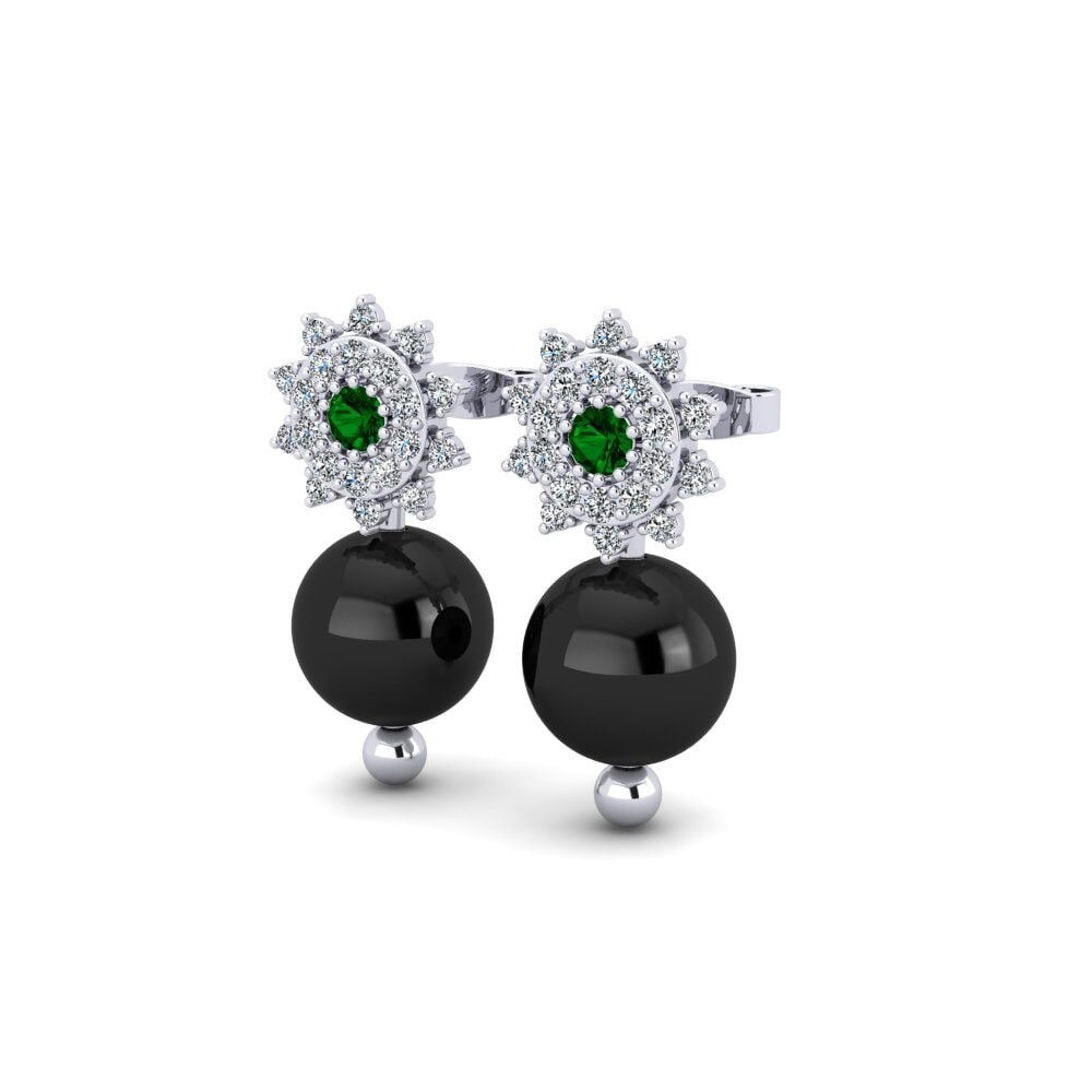 White Silver Green Zirconia Women's Earring Depaola